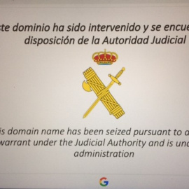 Pantalla que ha aparegut a diferents dispositius quan s'intentava accedir a la pàgina web de l'Assemblea Nacional Catalana