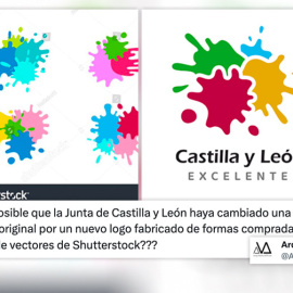 La similitud del nuevo logo de 'Castilla y León Excelente' con una imagen de Shutterstock es evidente.