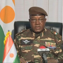 Captura de pantalla del nuevo hombre fuerte de Níger, el general golpista Abdourrahamane Tiani, durante una alocución televisada, a 28 de julio de 2023.