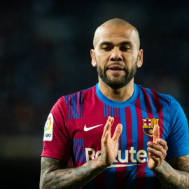 Dani Alves durante el partido de la Liga contra el Sevilla FC en el estadio Camp Nou el 03 de abril de 2022, en Barcelona.