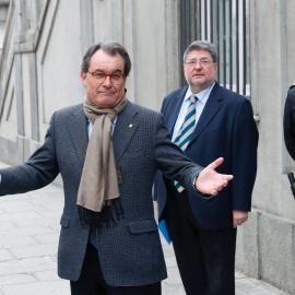 El expresident de la Generalitat Artur Mas, a su salida del Tribunal Supremo tras declarar como testigo en la segunda jornada del juicio al diputado de PDeCAT y exconseller de Presidencia Francesc Homs por desobedecer al Constitucional en la consulta del