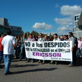 Trabajadores de Ericsson en Málaga protestan contra el último ERE de la multinacional.- CCOO