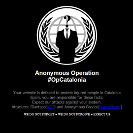 Imagen de una de las páginas atacadas por grupos vinculados a Anonymous en el contexto de la 'Operación Catalunya'.