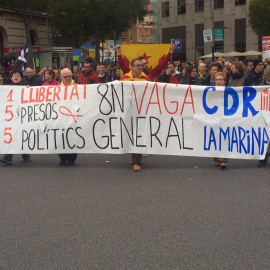 Manifestación durante la huelga general del 8N en Catalunya, en la Plaza de España de Barcelona. PÚBLIC