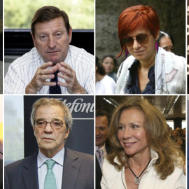 De i.a d., y de arriba a bajo, Carlos March, Jorge Gallardo Ballart, Sandra Ortega, Antonio Hernández Calleja, Rafael del Pino, César Alierta, Alicia Koplowitz, y Alberto Palatchi y Susana Gallardo. EFE