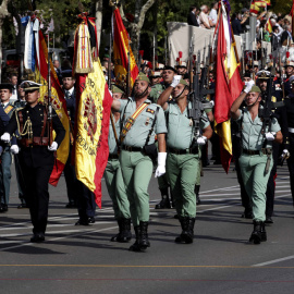 Desfile del Día de la Fiesta Nacional de este 12 de octubre, presidido por los reyes, y al que ha asistido el Gobierno en pleno, y la mayoría de líderes políticos. EFE/Zipi