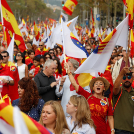 Manifestación de la extrema derecha en Barcelona para celebrar el 12 de octubre./ REUTERS