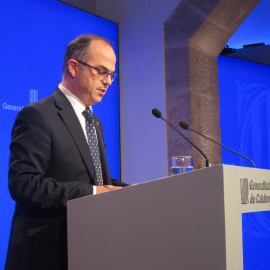 El portavoz del Govern, Jordi Turull, durante la rueda de prensa de este martes.