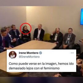 Una mujer entre los asistentes a la reunión de Sánchez con las élites empresariales españolas.