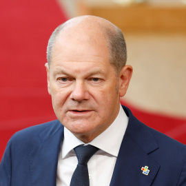 15/08/2023 El canciller alemán, Olaf Scholz, durante una conferencia en Bruselas