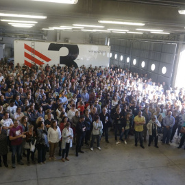 Treballadors de Televisió de Catalunya reunits en assemblea