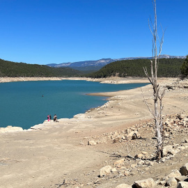 El pantà de Sant Ponç (Solsonès), en una imatge del mes d'abril