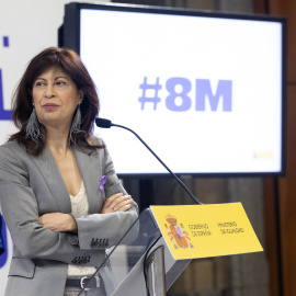 La ministra de igualdad, Ana Redondo, presenta en rueda de prensa la campaña institucional con motivo del 8M.