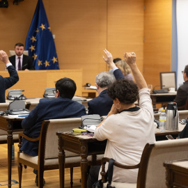 7/3/24 - Votación a favor del acuerdo sobre la ley de amnistía, durante una Comisión de Justicia, en el Congreso de los Diputados, a 7 de marzo de 2024, en Madrid.