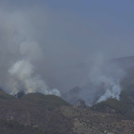 El frente activo de Mal Abrigo en las escarpadas laderas de Güímar, al sur de la isla, donde hoy se concentrarán brigadas especializadas.