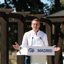 El presidente del PP, Alberto Núñez Feijóo, en un acto el 31 de agosto.