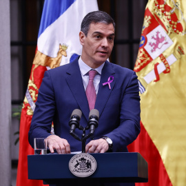 El presidente del Gobierno, Predo Sánchez, en una rueda de prensa en su visita a Chile.