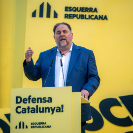 El presidente de ERC Oriol Junqueras, durante un mitin para las elecciones del 23J, a 17 de julio de 223, en Barcelona, Catalunya.