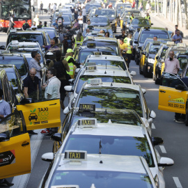 Protesta taxistas en Barcelona