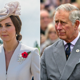 Kate Middleton y Carlos de Inglaterra en dos imágenes de archivo.