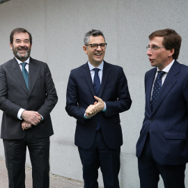 El presidente del CGPJ, Vicente Guilarte, el ministro de Justicia, Félix Bolaños, y el alcalde de Madrid, José Luis Martínez-Almeida, el 8 de febrero de 2024.