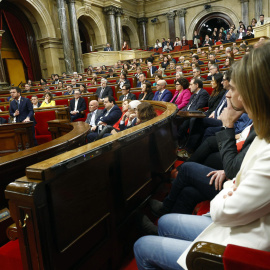 El president Aragonès intervé després de la votació al Parlament de Catalunya en què s'ha tombat els pressupostos de la Generalitat