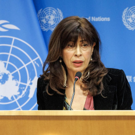 La ministra de Igualdad, Ana Redondo, durante su intervención en la Comisión para el Estatus de la Mujer de la ONU, a 14 de marzo de 2024.