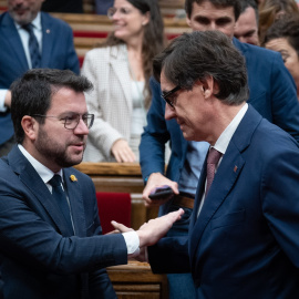 El president de la Generalitat de Catalunya, Pere Aragonès y el líder del PSC, Salvador Illa.