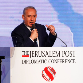 El primer ministro de Israel, Benjamin Netanyahu, en una conferencia organizada por 'The Jerusalem Post'. REUTERS/Ronen Zvulun