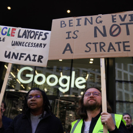 Protesta de trabajadores contra Google en Londres.