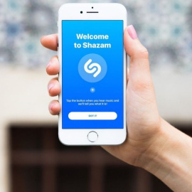 La aplicación Shazam, en un IPhone de Apple.