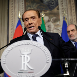 El líder de Forza italia, Silvio Berlusconi, durante una rueda de prensa en Roma el pasado 12 de abril. /REUTERS