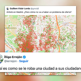 Íñigo Errejón comenta una imagen sobre los alojamientos de Airbnb.