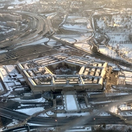 Foto aérea de archivo tomada el 12 de marzo de 2022 en la que se muestra el Pentágono, en Washington D. C.