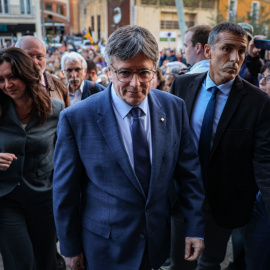 21/03/2024 - Carles Puigdemont arriba a l'Ajuntament d'Elna aquest dijous.