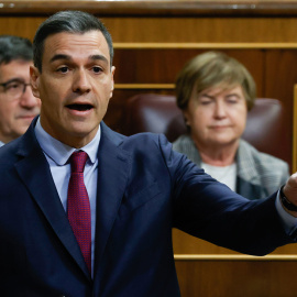 08/02/2023.- El presidente del Ejecutivo, Pedro Sánchez, interviene durante la sesión de control al Gobierno este miércoles en el Congreso. EFE/ Mariscal