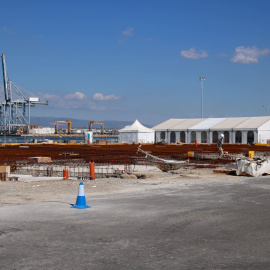 Espai del Moll de Balears on s'està construint la nova terminal de creuers del Port de Tarragona.