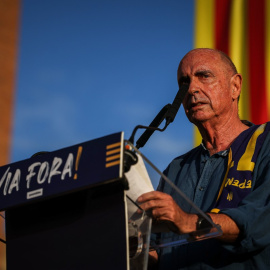 11/09/2023 - Lluís Llach intervé al final de la manifestació de la Diada de l'11 de setembre de 2023.