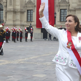 La presidenta de Perú, Dina Boluarte, durante un acto en Lima, a 28 de julio de 2023.