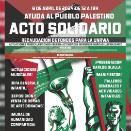 Cartel del evento de la urbanización Rosa Luxemburgo de Aravaca (Madrid) en apoyo al pueblo palestino