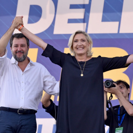 Marine Le Pen y Matteo Salvino