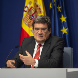 El ministro de Inclusión, Seguridad Social y Migraciones, José Luis Escrivá, durante una rueda de prensa donde ha presentado las medidas del Ministerio en el Plan de Recuperación, Transformación y Resiliencia, a 11 de mayo de 2021, en Madrid (España