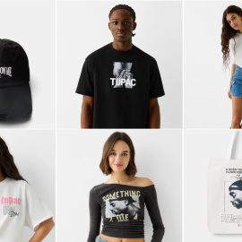 Colección de productos de Bershka dedicados al rapero Tupac Shakur.