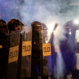 Imagen de archivo de un grupo de antidisturbios durante una manifestación.