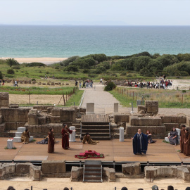 Detalle de una actuación durante el XV Festival de Teatro Grecolatino en Baelo Claudia, en 2020. Imagen de archivo.