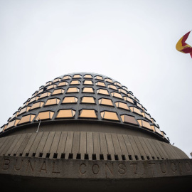 Fachada del Tribunal Constitucional el día que se rinde homenaje a Francisco Tomás Valiente, a 14 de febrero de 2024, en Madrid.