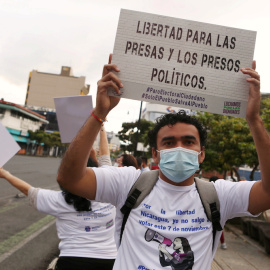 Manifestación de hace unos días en Costa Rica por la libertad de los presos políticos de Nicaragua.