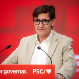 3 de agosto de 2024. Salvador Illa en una reunión extraordinaria de la Comisión Ejecutiva del PSC tras recibir el apoyo de ERC y Comuns para su investidura, a 3 de agosto de 2024.