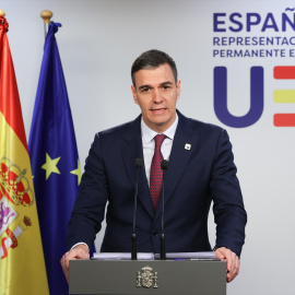 El presidente del Gobierno, Pedro Sánchez, en una rueda de prensa en Bruselas, a 22 de marzo de 2024.