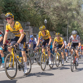 El pilot ciclista pujant a Montjuïc, en la darrera edició de la Volta Ciclista a Catalunya